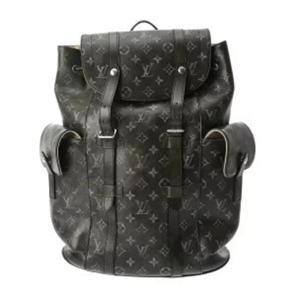 Louis Vuitton Brushed Christopher Black Blanc White Leather Backpack Bag